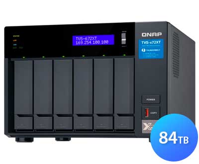 Qnap TVS-672XT 84TB, Storage NAS 6 baias Thunderbolt 3 e Ethernet 10GbE