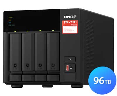 TS-473A Qnap - Storage NAS 4 baias 96TB p/ discos SSD/HDD SATA