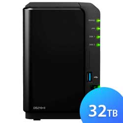 Synology DS216+II 32TB Diskstation - Storage NAS 2 Bay p/ HDD SATA/SSD