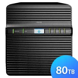 DS416j 80TB Synology DiskStation - Storage NAS 4 Bay p/ HDD SATA