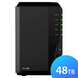 DS220+ 48TB Synology DiskStation - Storage NAS 2 Baias p/ HDD SATA